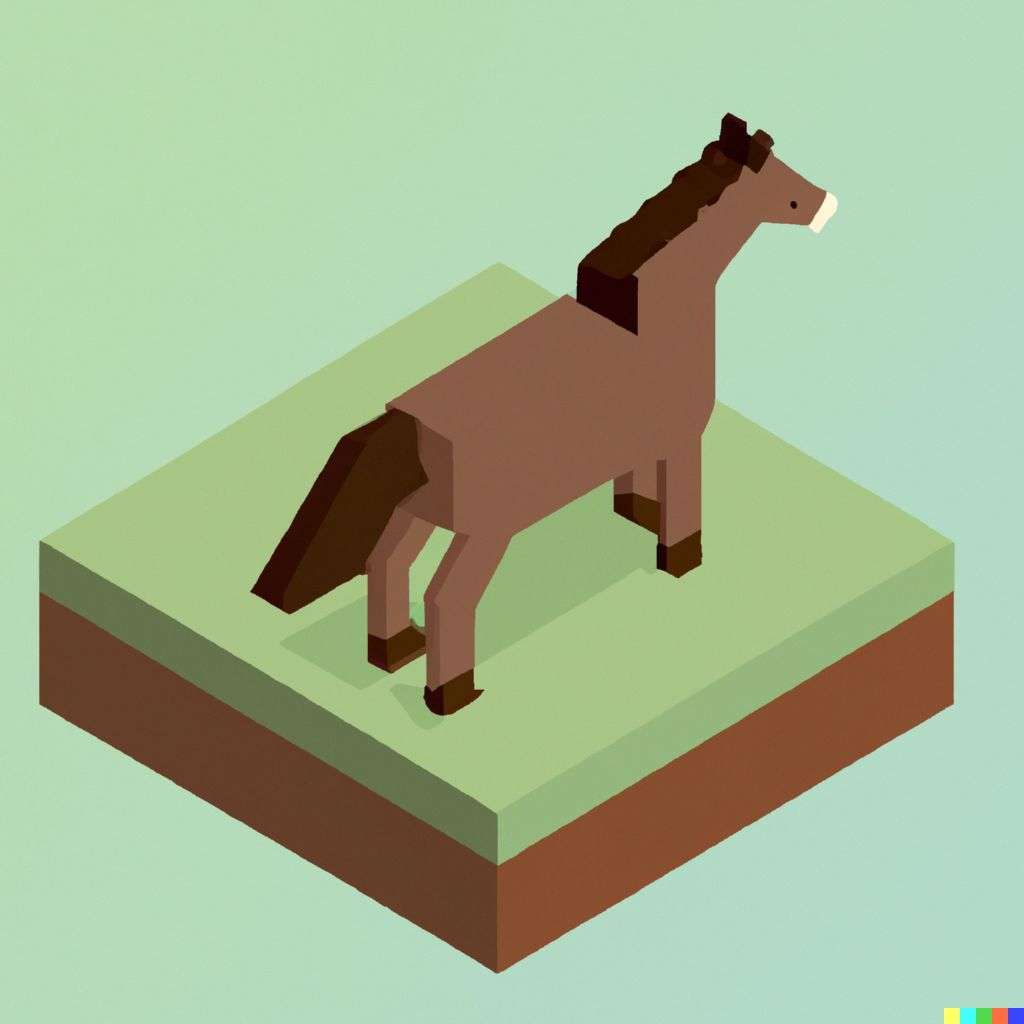 a horse, isometric art